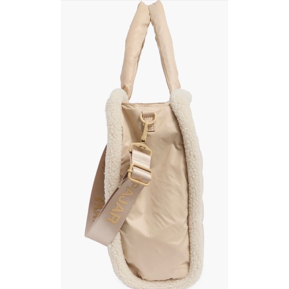 Pajar Tote Bag Quilted Sherpa Trim Travel Carry-On‎ Handbag Beige OS - Picture 7 of 9